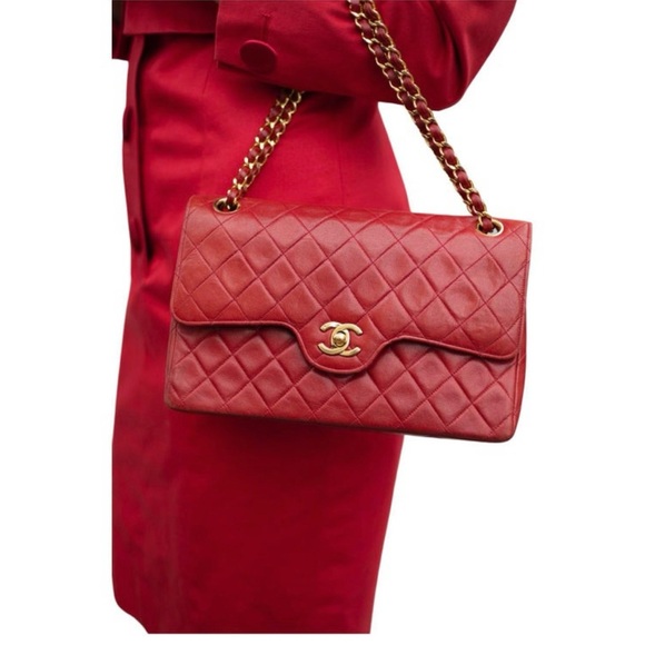 CHANEL Vintage Timeless Classic Red Quilted Double Flap Leather Handbag - Picture 3 of 3